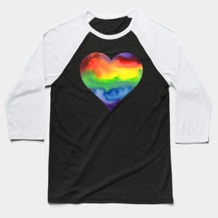 Rainbow Watercolor Heart Baseball T-Shirt